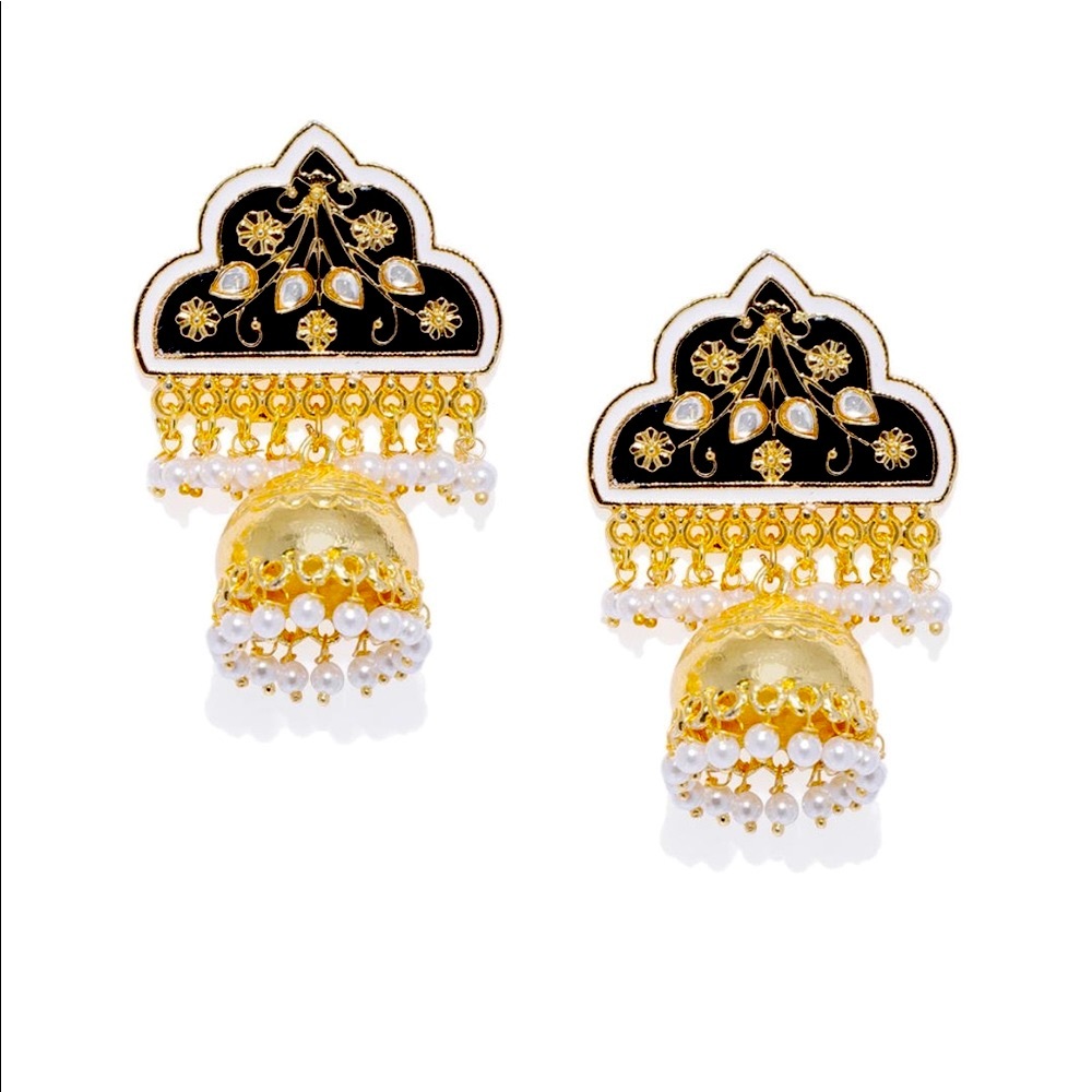 Black Indian Pakistani Afghani Boho Ethnic Drop Earrings Jhumka 💕